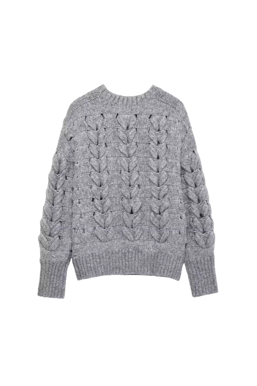 ' Mackenzie' Cabled Rib-Collar Long-Sleeve Knit Sweater