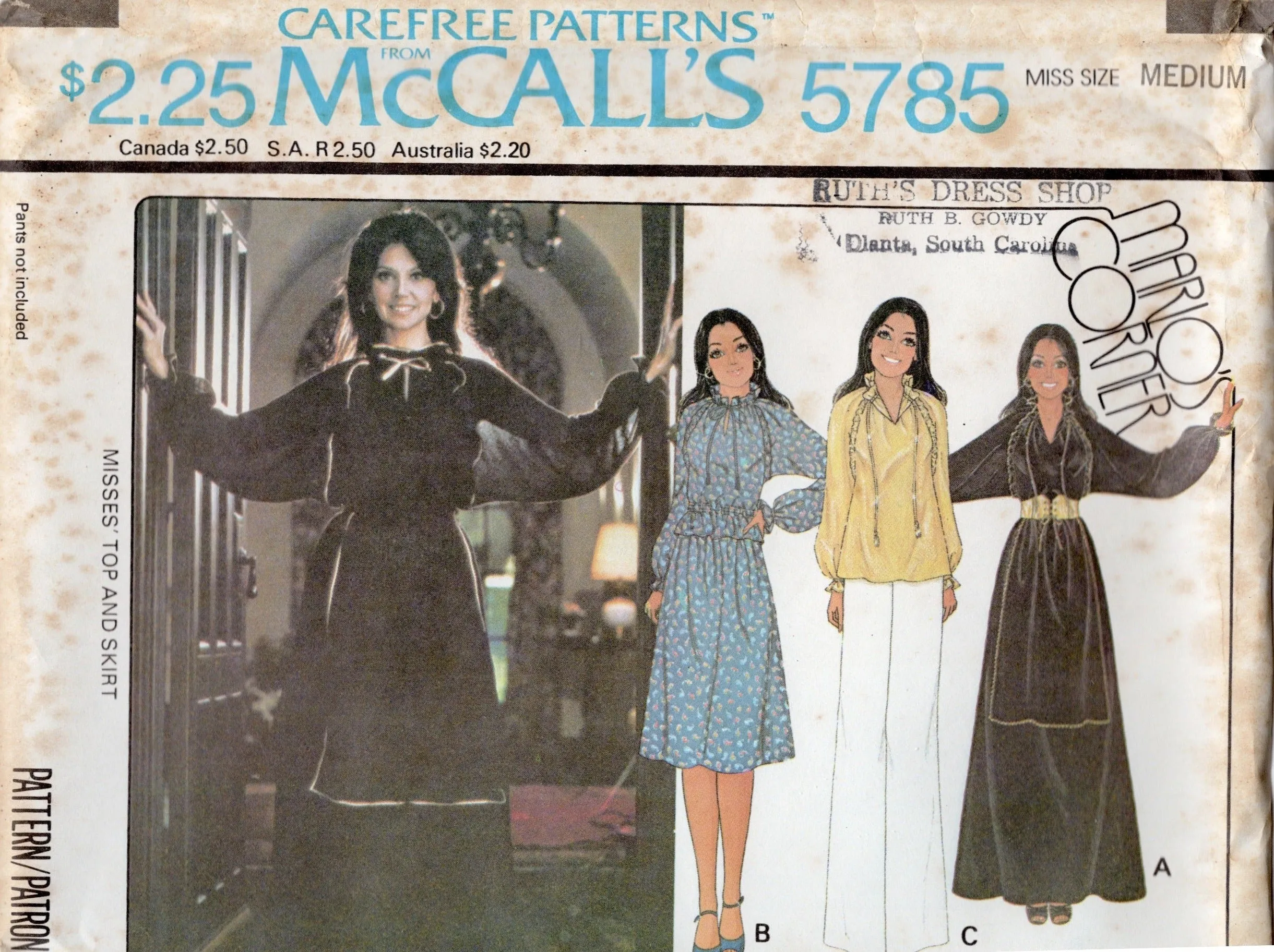 1970's McCall's Misses' Top and Skirt - Bust 30.5-38" - No. 5785