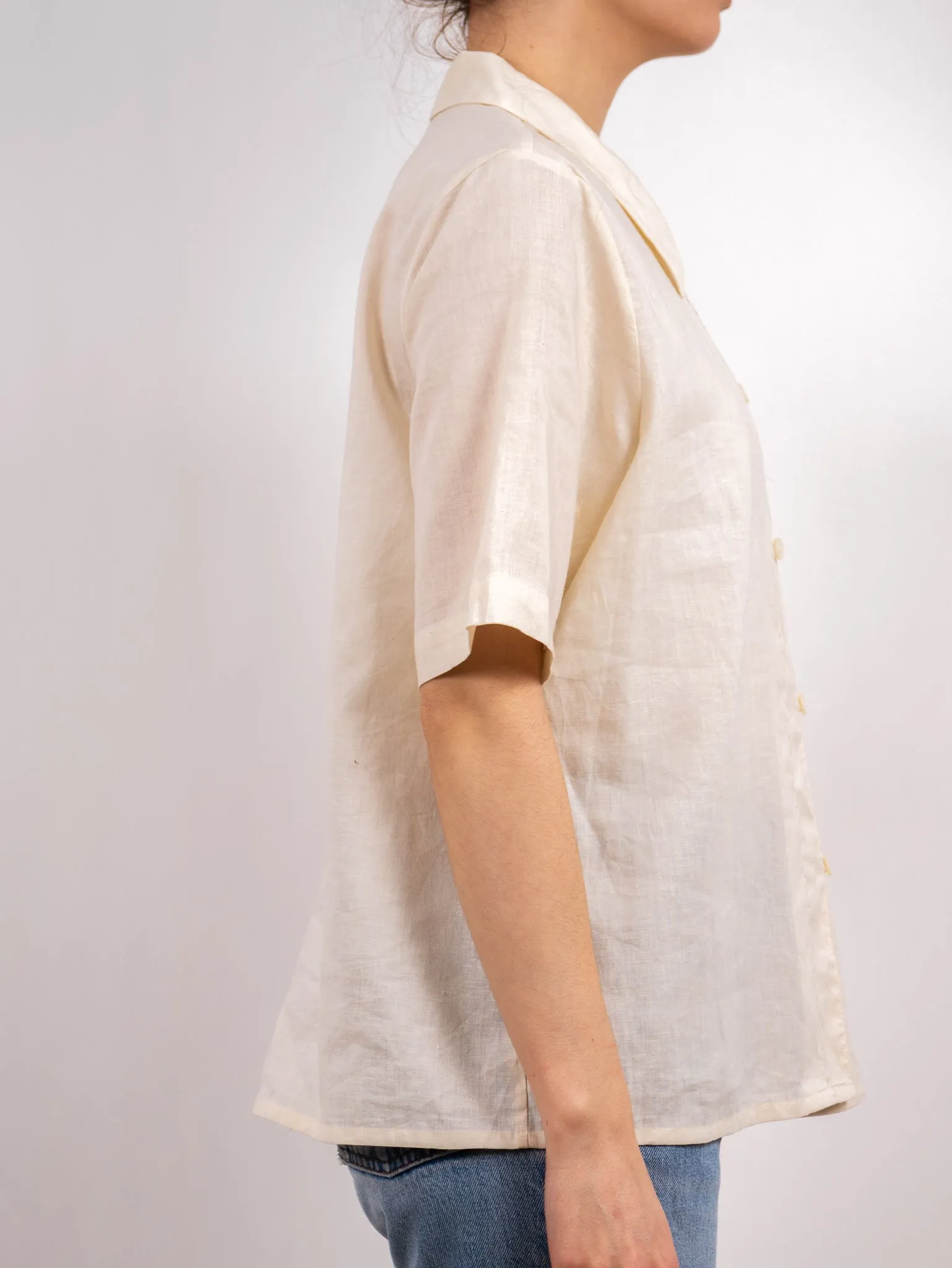 1990's ALEXON embroidered linen t shirt