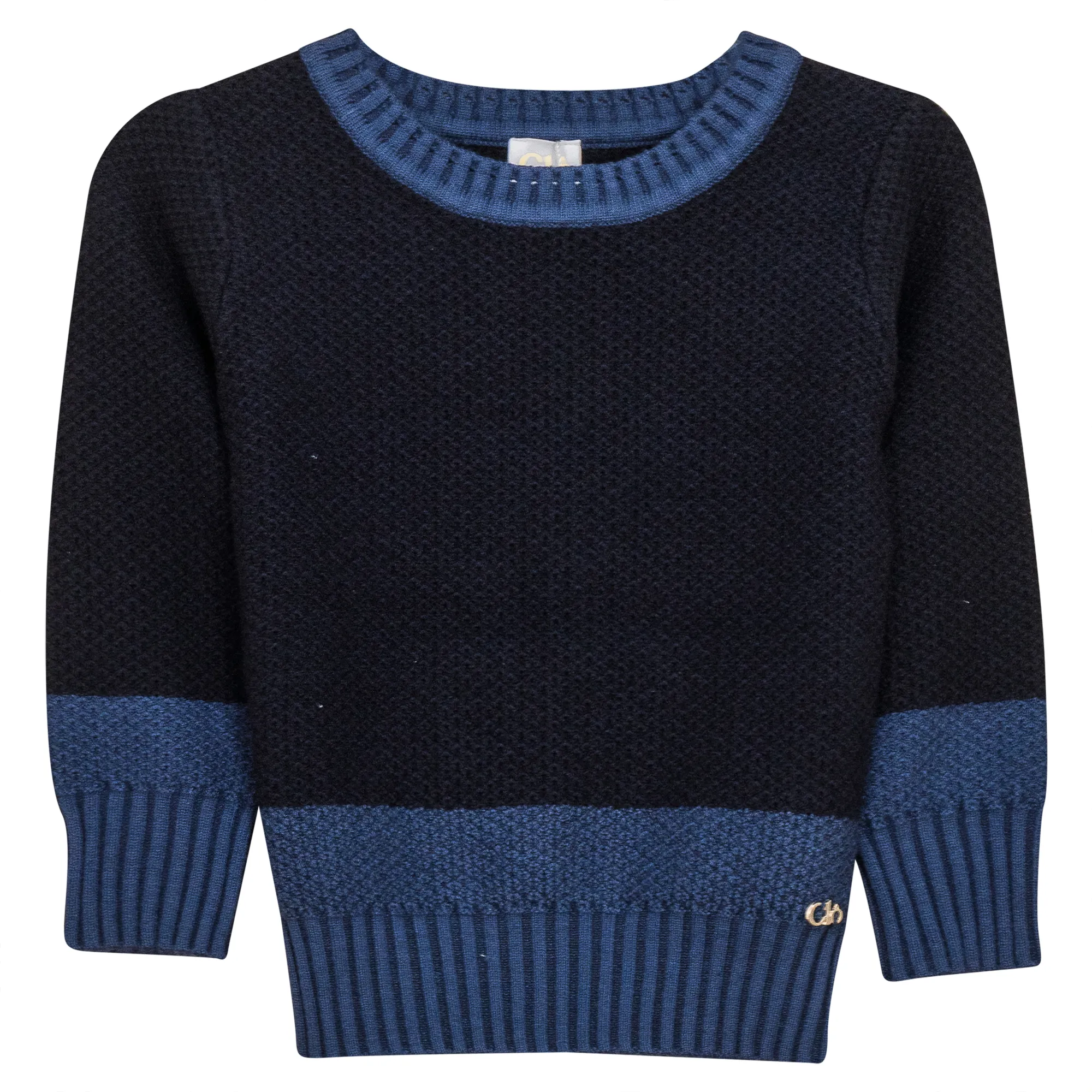 2 Tone Textured Knit Sweater