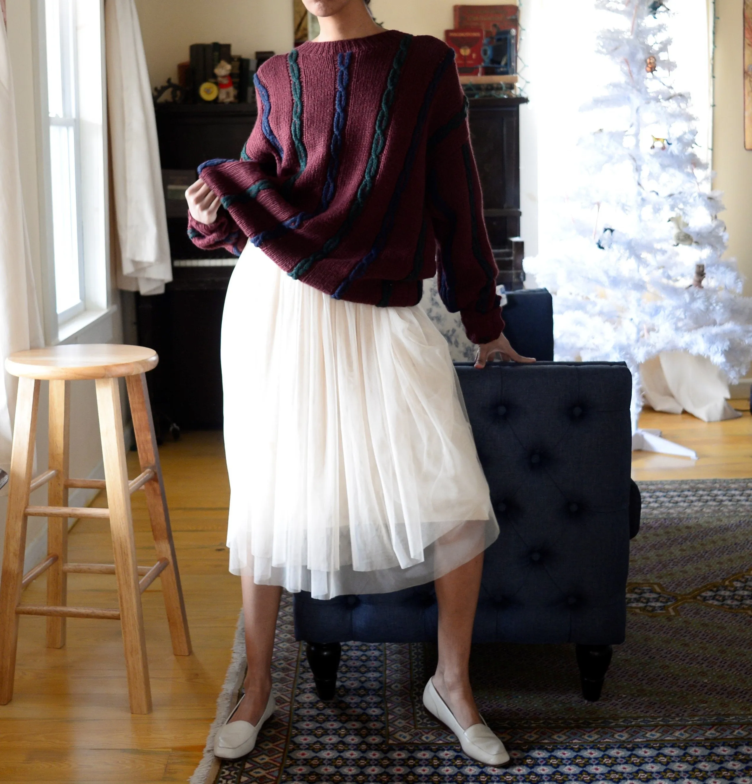 90s deadstock hand knit ramie blend oversized sweater