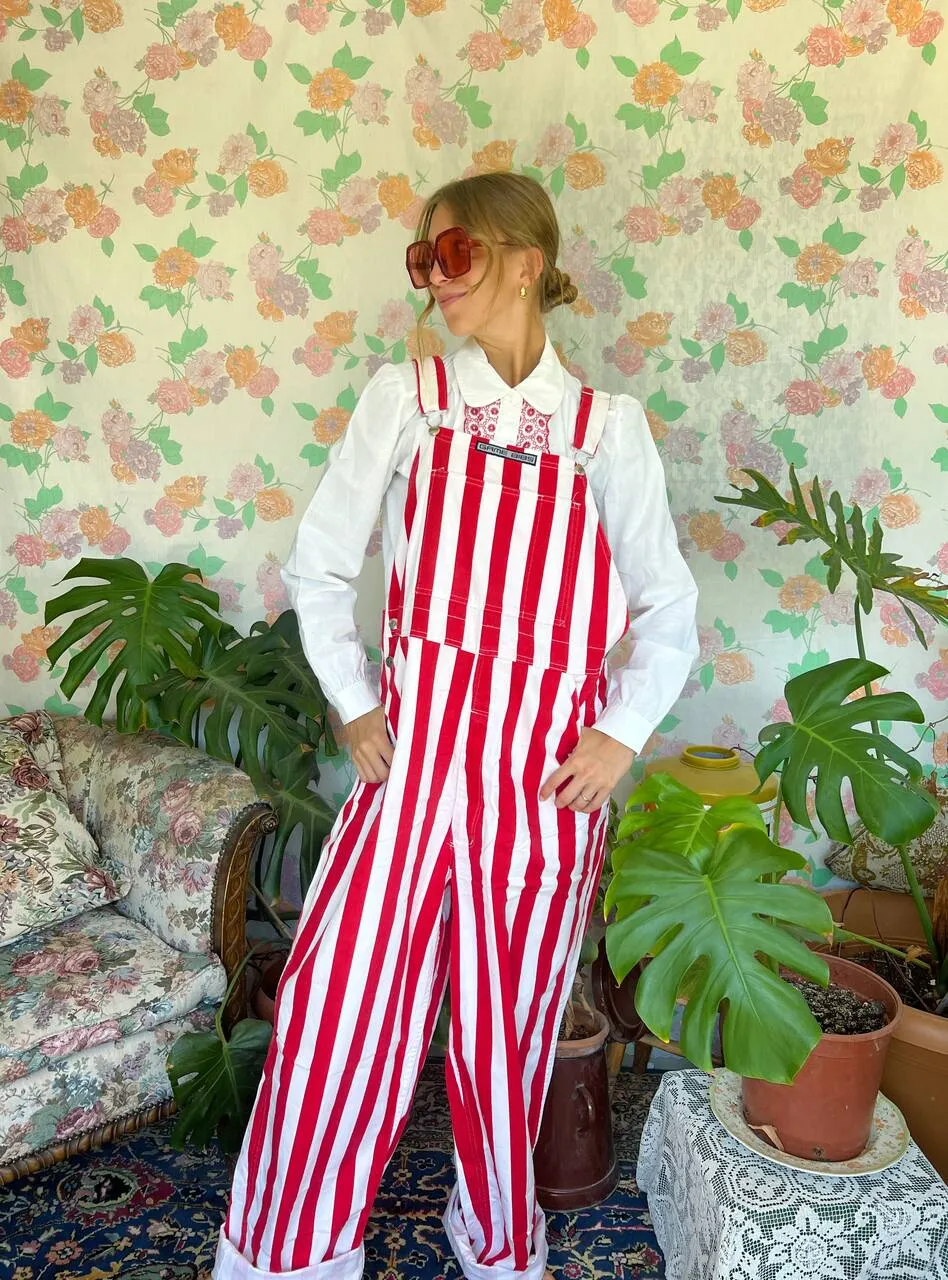 90's Iconic Red Stripes Overall