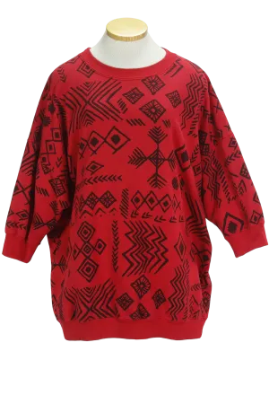 90s Red Tribal Tunic Sweatshirt          L