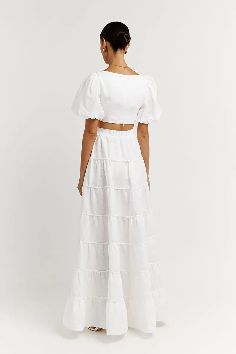 AISLE WHITE LINEN SLEEVED TOP