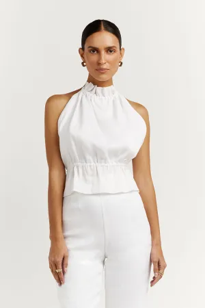 AISLE WHITE RAMIE BACKLESS TOP