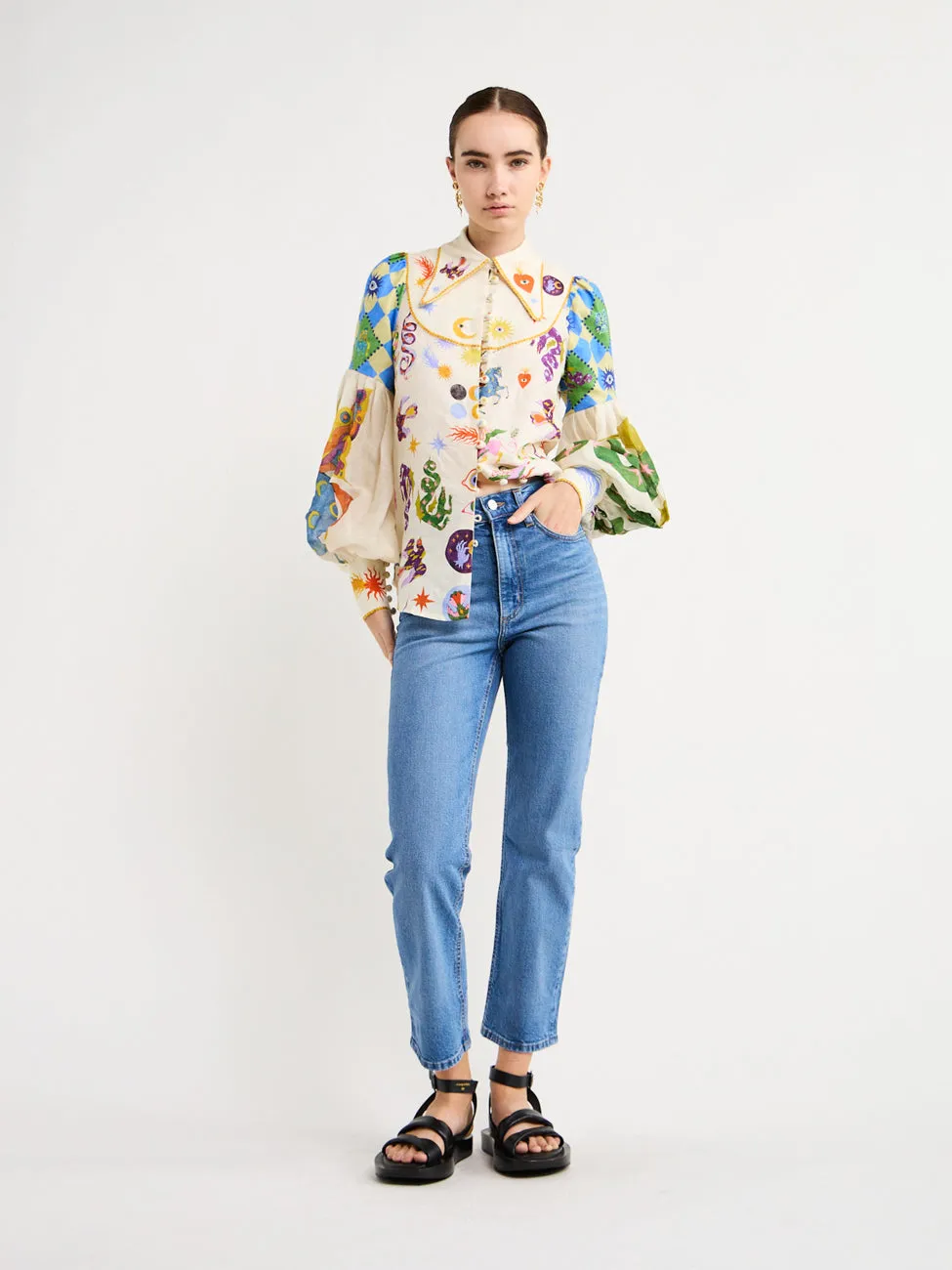 Alemais Lou Balloon Sleeve Shirt in Multi