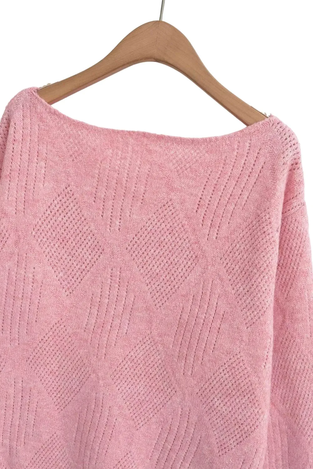 ‘Alfredo’ Diamond-Patterned Bow-Decorated Knit Top