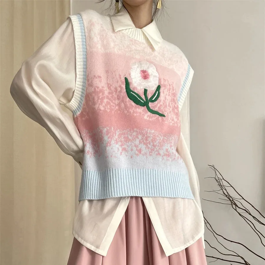 Amanda Flower Applique Knit Vest