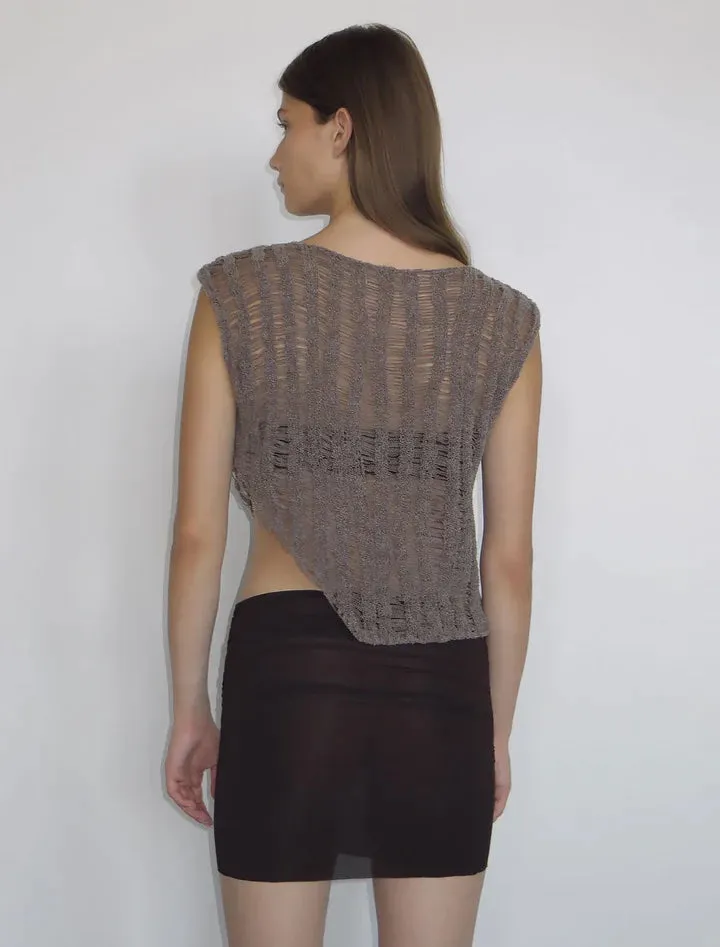 Aperol knit top in taupe print