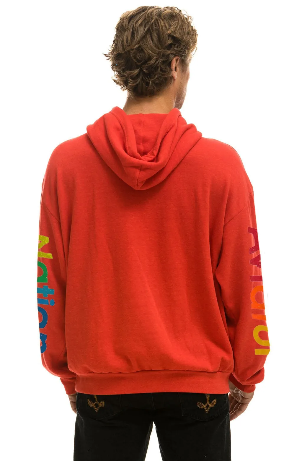 AVIATOR NATION MANHATTAN BEACH RELAXED PULLOVER HOODIE - RED