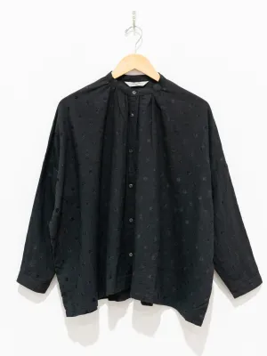 Azumadaki Ramie Flocky Dot Shirt - Black