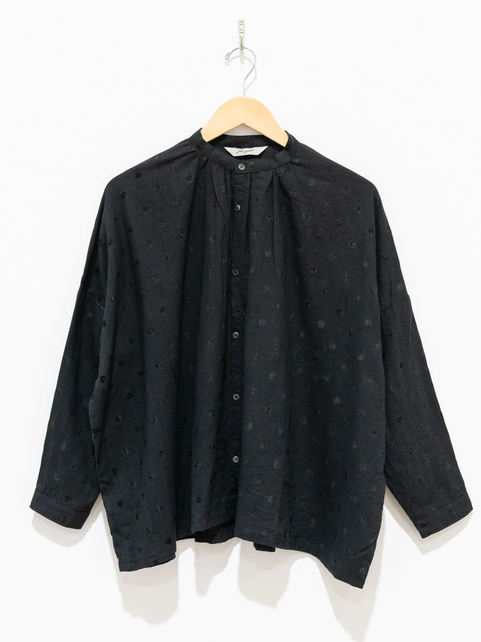 Azumadaki Ramie Flocky Dot Shirt - Black