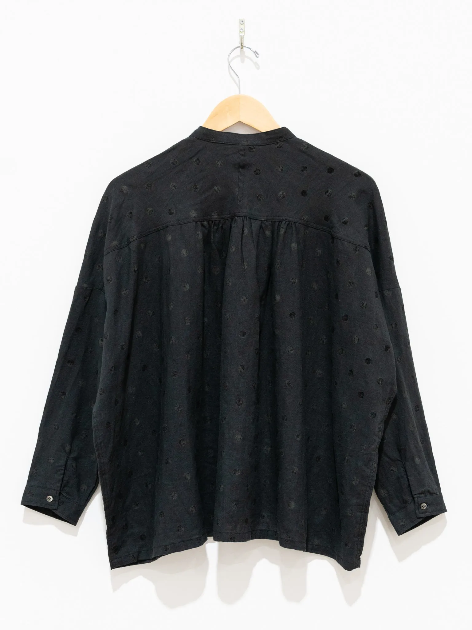 Azumadaki Ramie Flocky Dot Shirt - Black