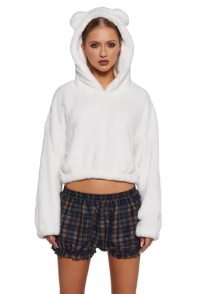 Bear It All Faux Fur Hoodie - White