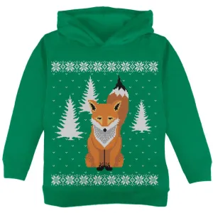 Big Fox Ugly Christmas Sweater Green Toddler Hoodie