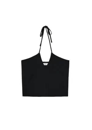 BLACK CROP KNIT TOP