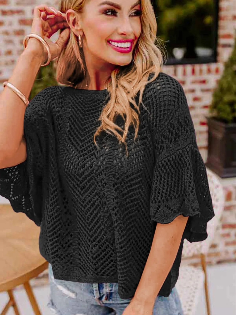 Black Knit Blouse