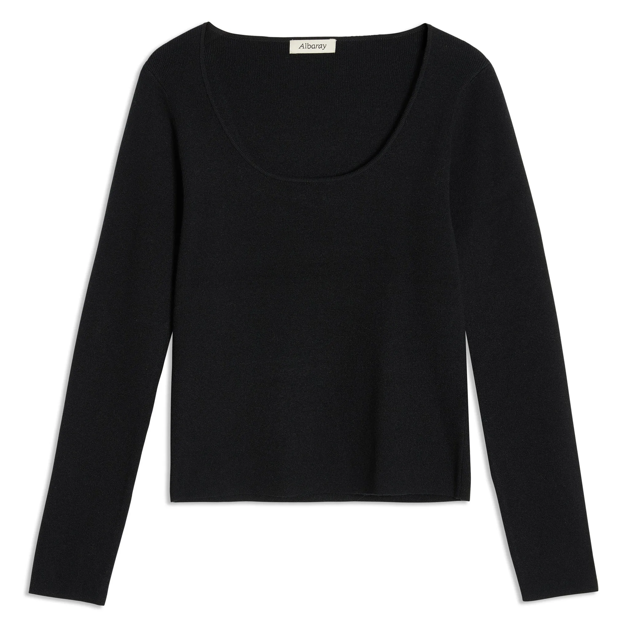 Black Scoop Neck Knit Top