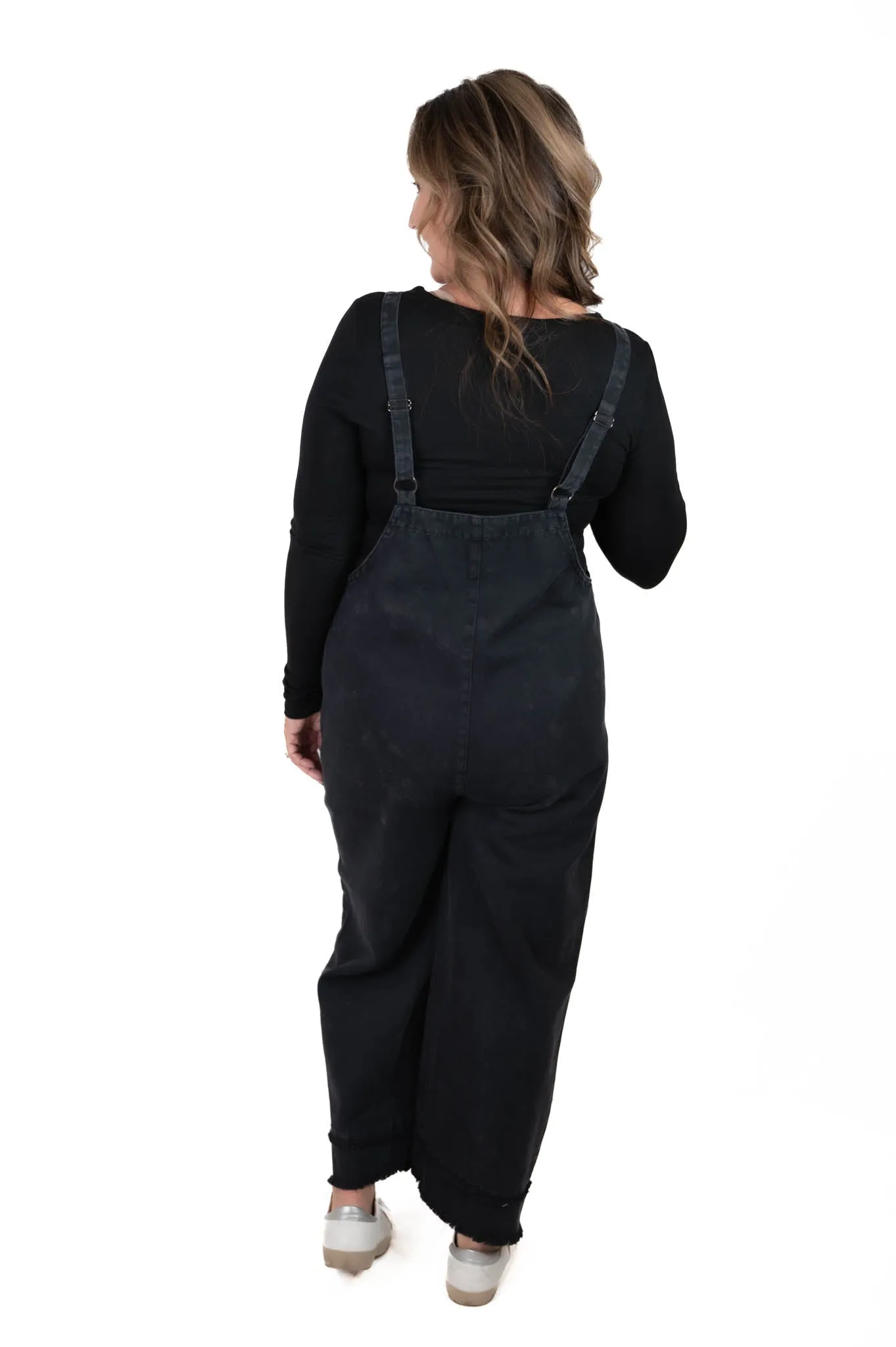 Black Washed Overall Jumpsuit