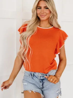 Bohemian Ruffle Sleeve Knit Top