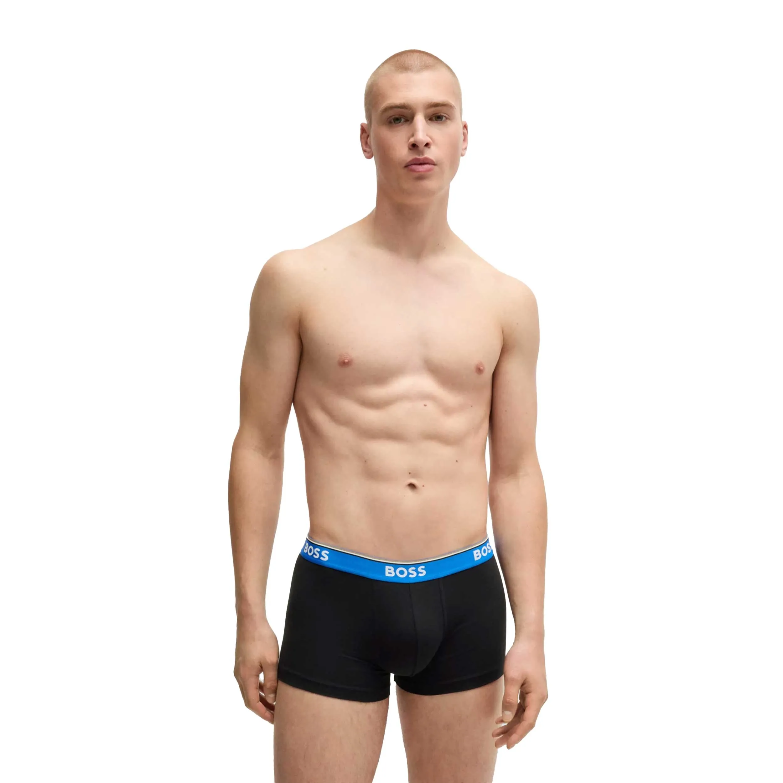 BOSS Trunk 3P Power Underwear in Black with Blue Bands