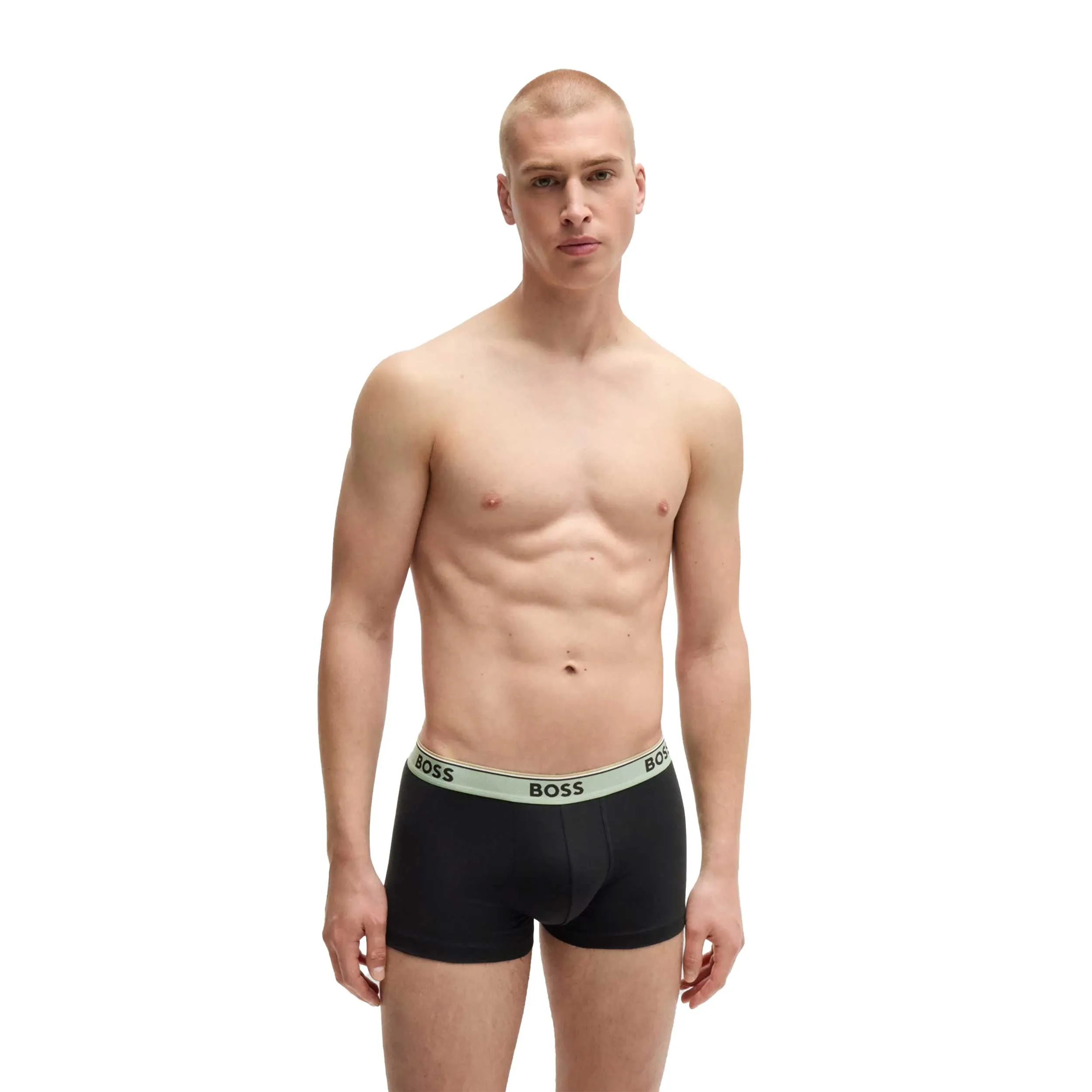 BOSS Trunk 3P Power Underwear in Black with Blue Bands