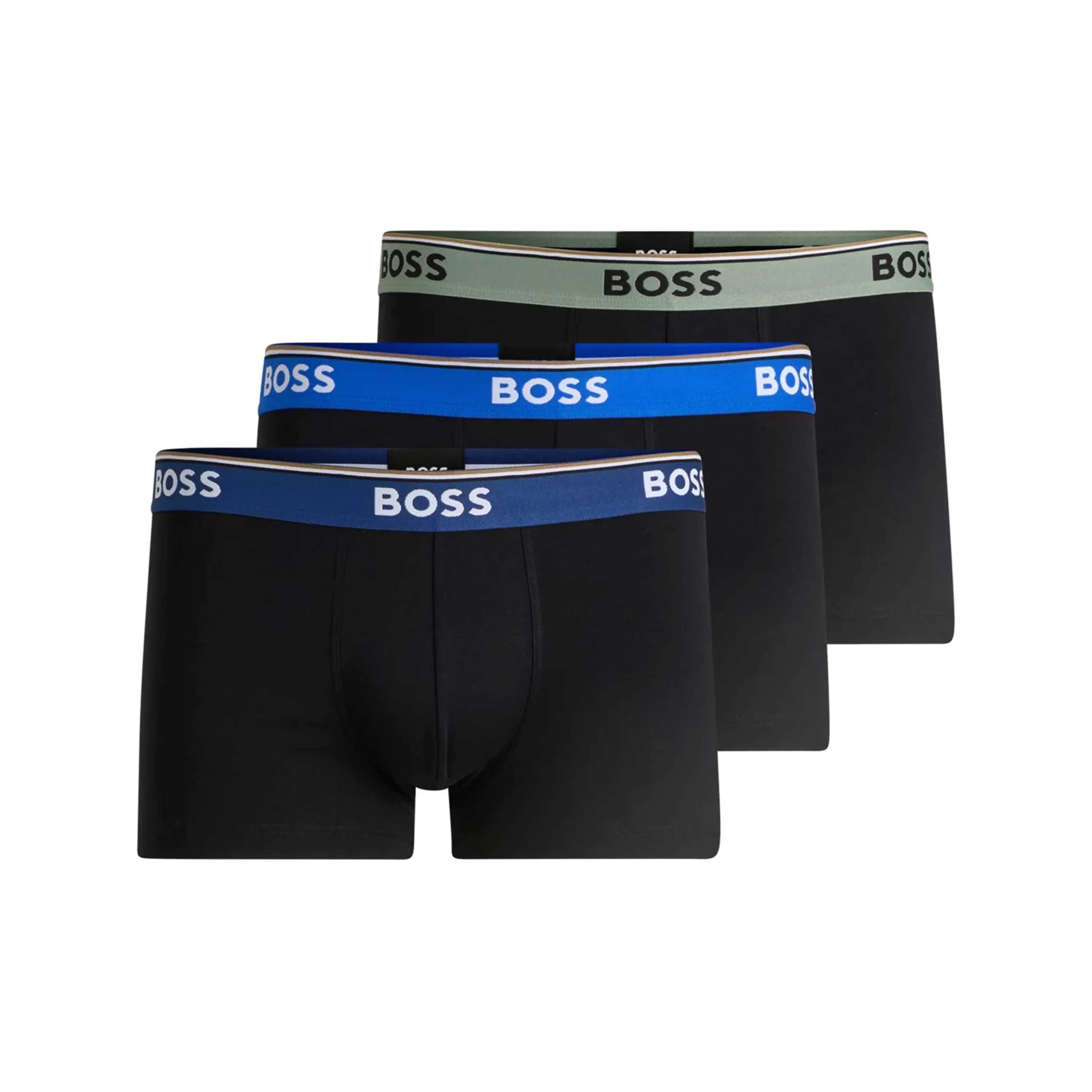 BOSS Trunk 3P Power Underwear in Black with Blue Bands