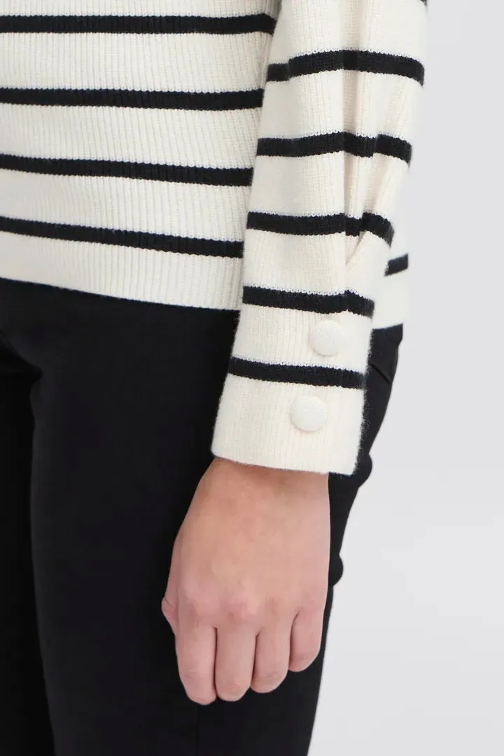 Boston Long Sleeve Knit - Birch/Black stripe