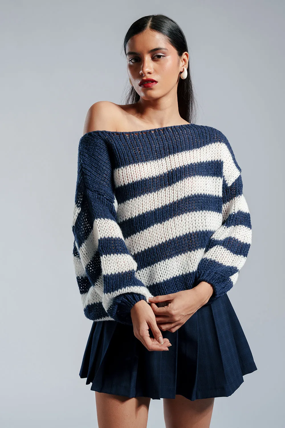 Breezy Navy Striped Pullover