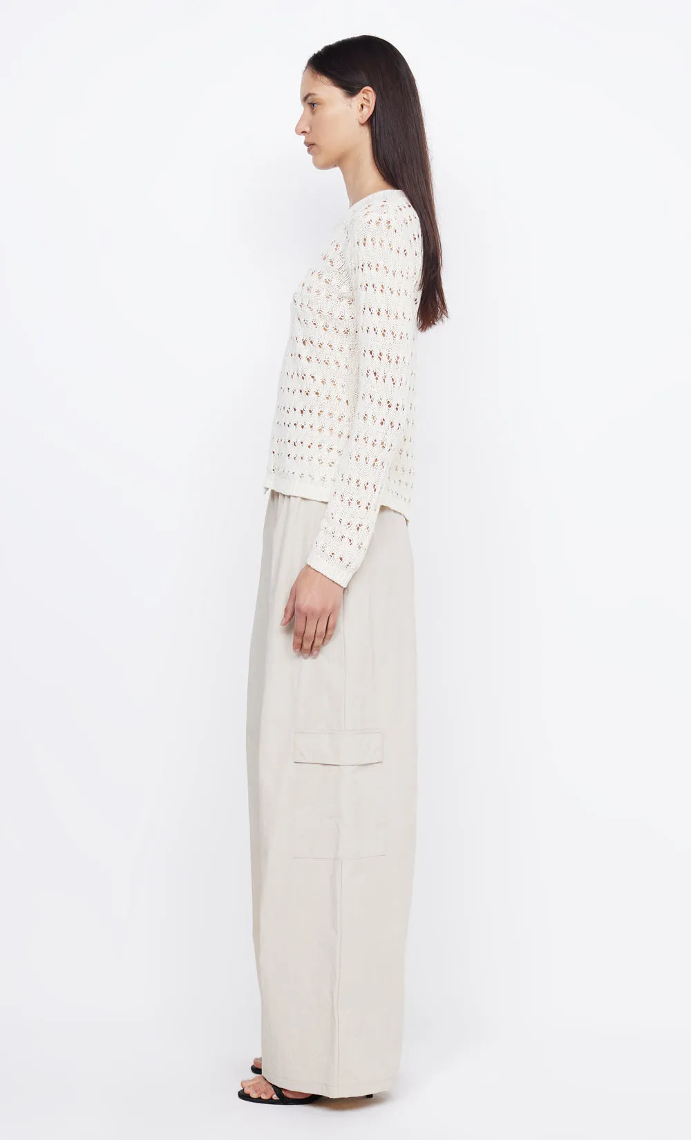 BROOKE LONG SLEEVE ASYM KNIT TOP - IVORY