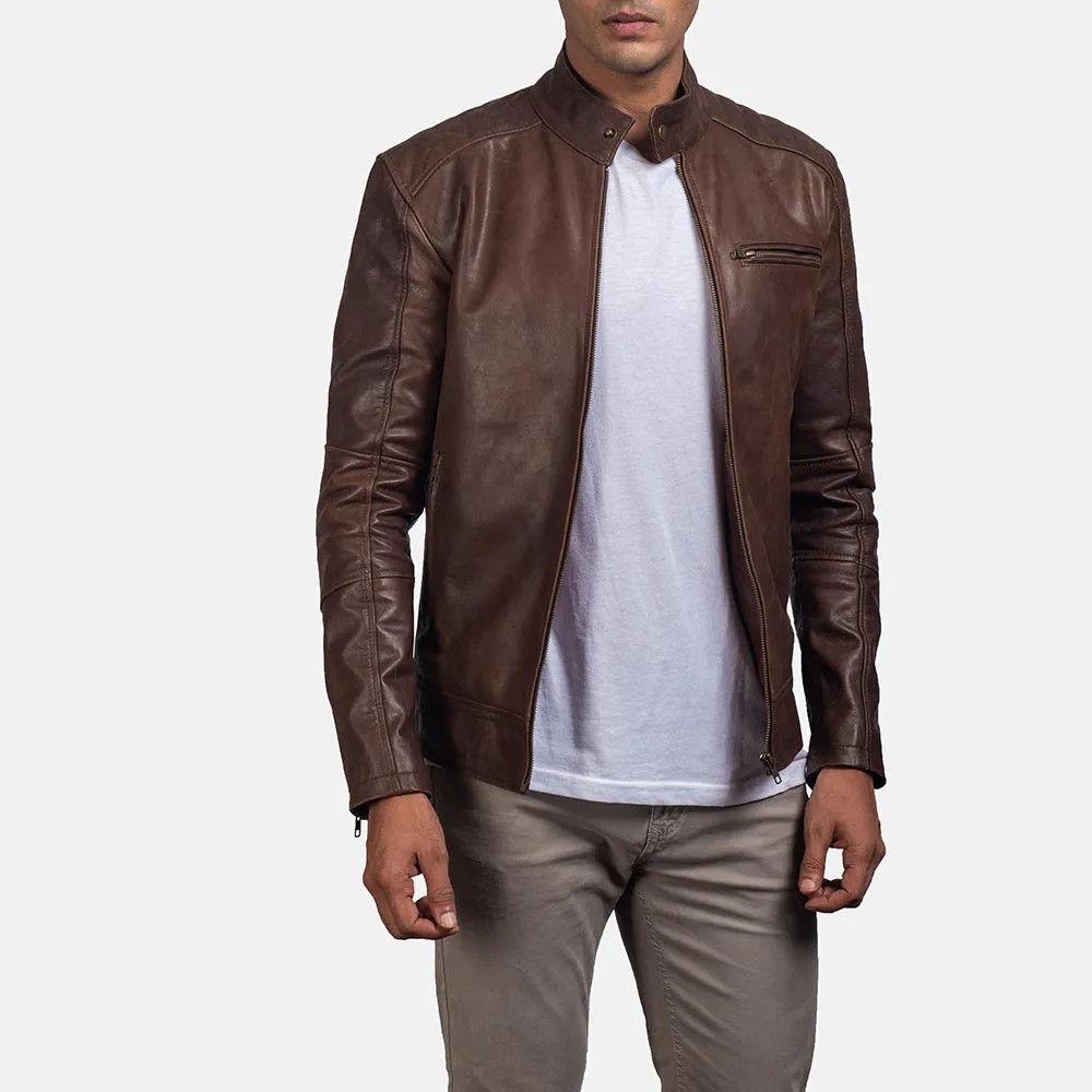 Brown Leather Biker Jacket