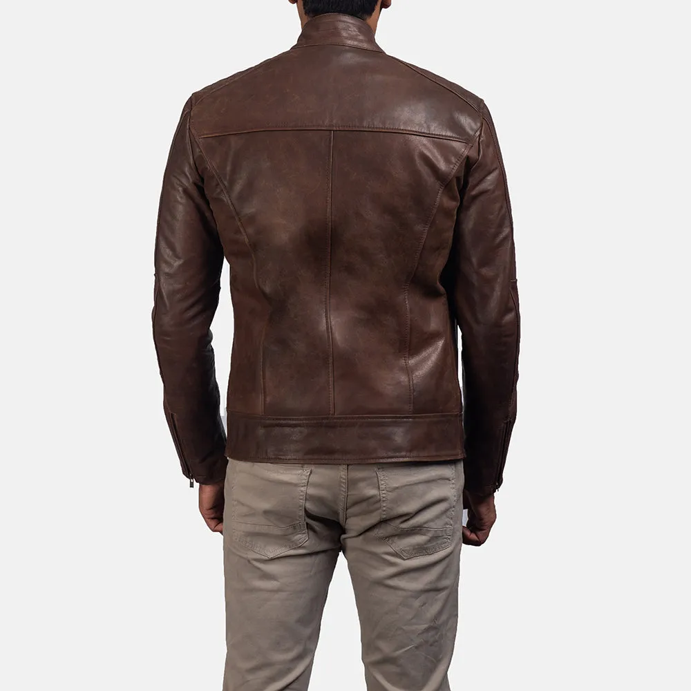 Brown Leather Biker Jacket