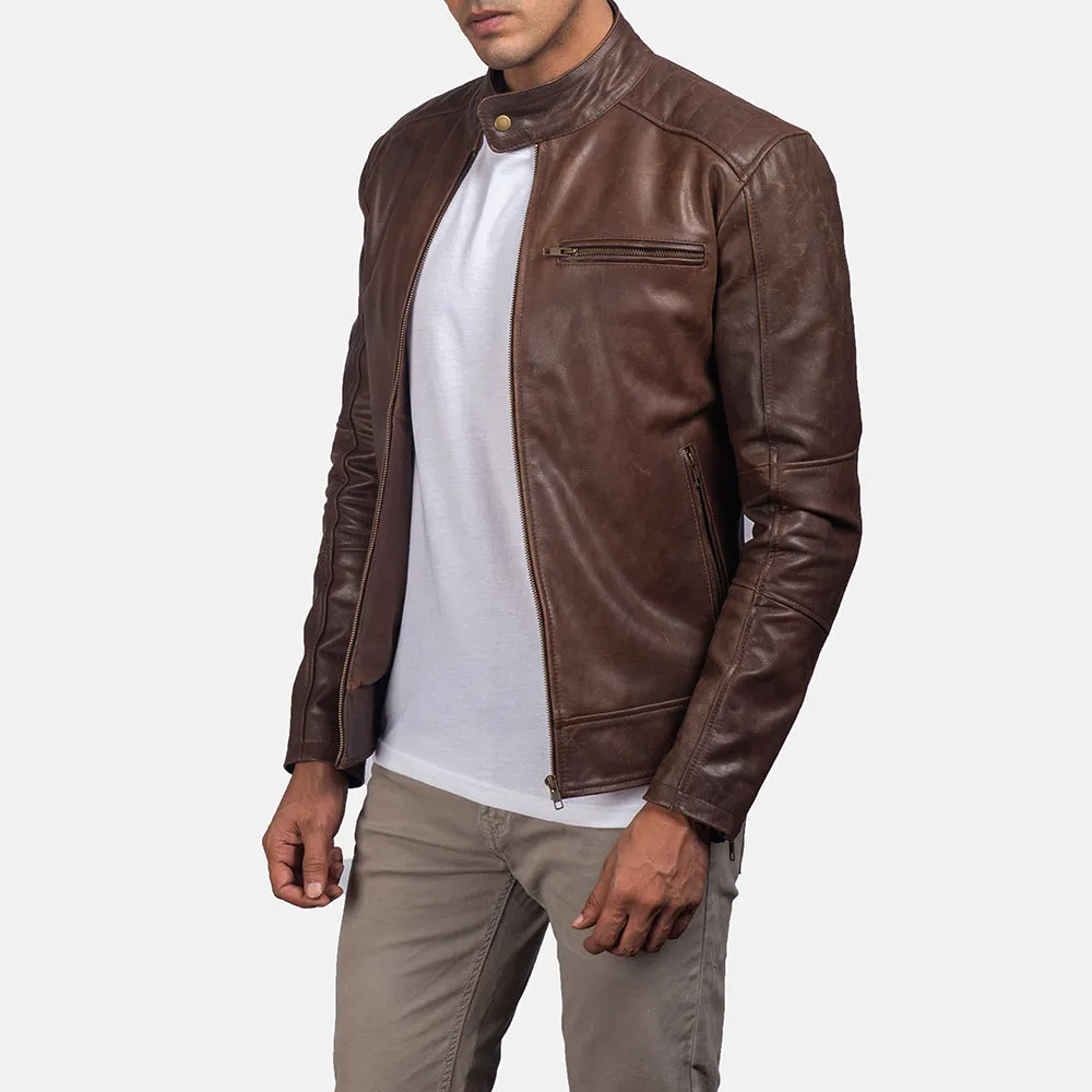 Brown Leather Biker Jacket