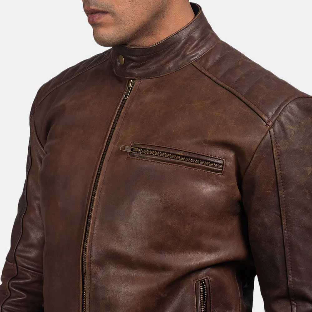 Brown Leather Biker Jacket