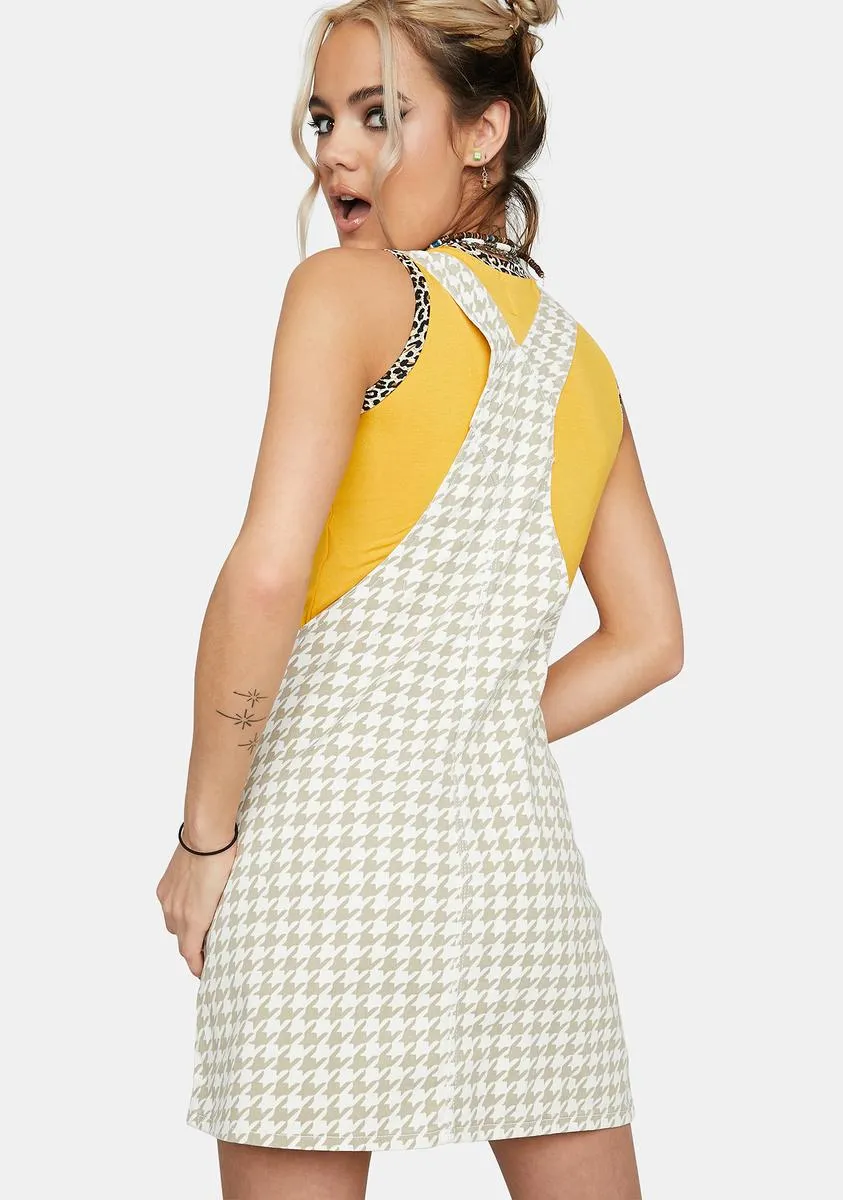 Brushed Twill Houndstooth Overall Jumper Dress