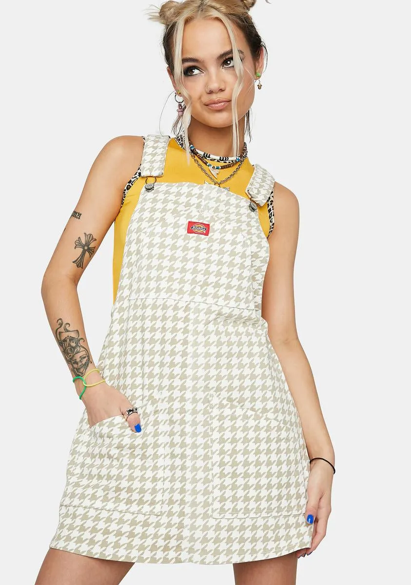 Brushed Twill Houndstooth Overall Jumper Dress