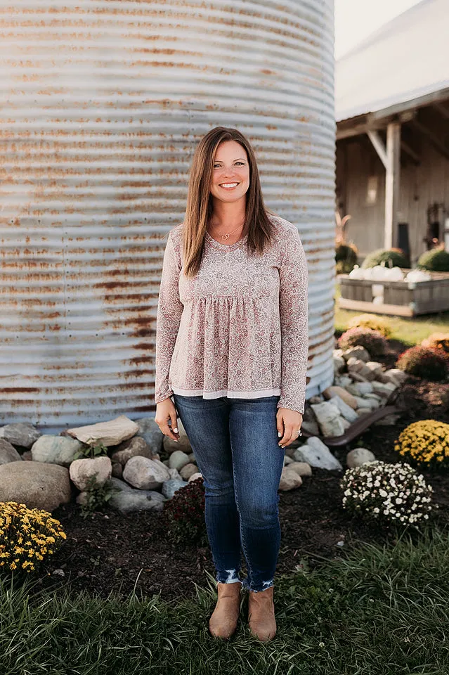 Buttons & Floral Knit Top