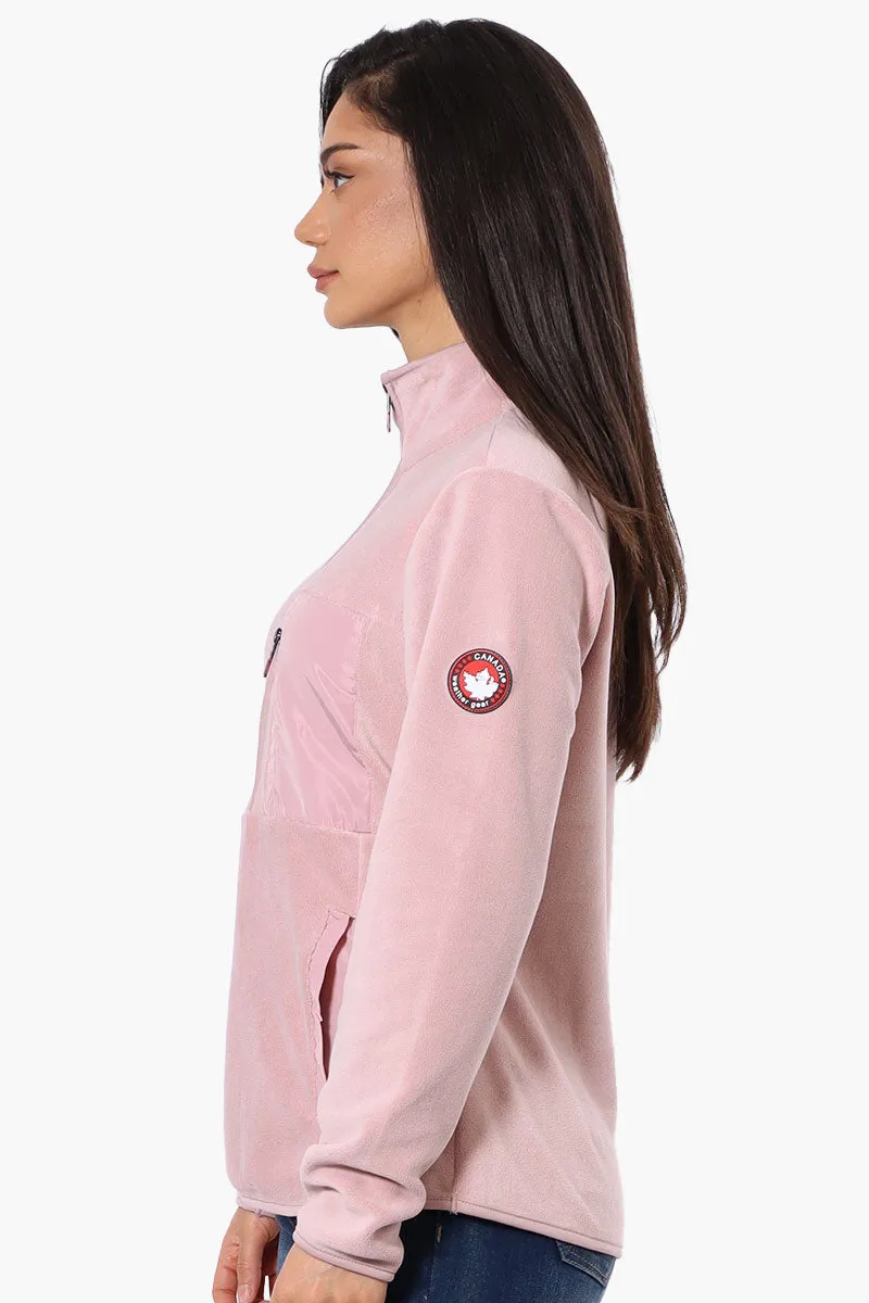 Canada Weather Gear 1/4 Zip Polar Fleece Pullover Sweater - Pink