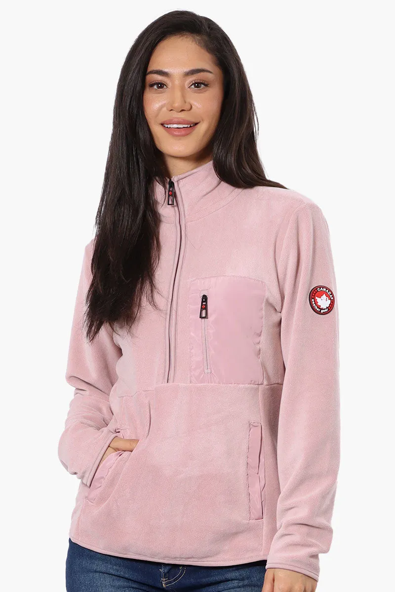 Canada Weather Gear 1/4 Zip Polar Fleece Pullover Sweater - Pink