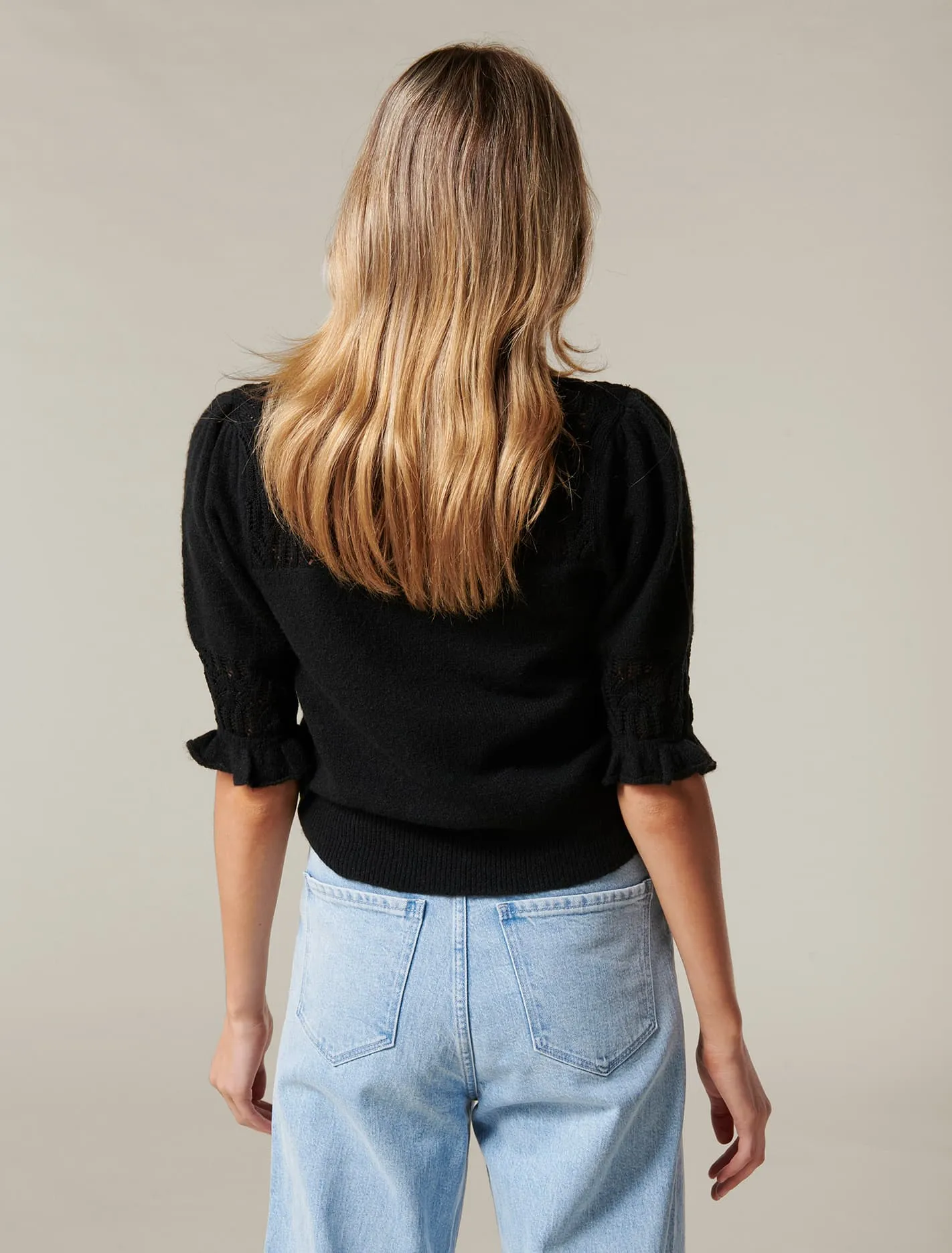 Casey Pointelle Yoke Knit Top