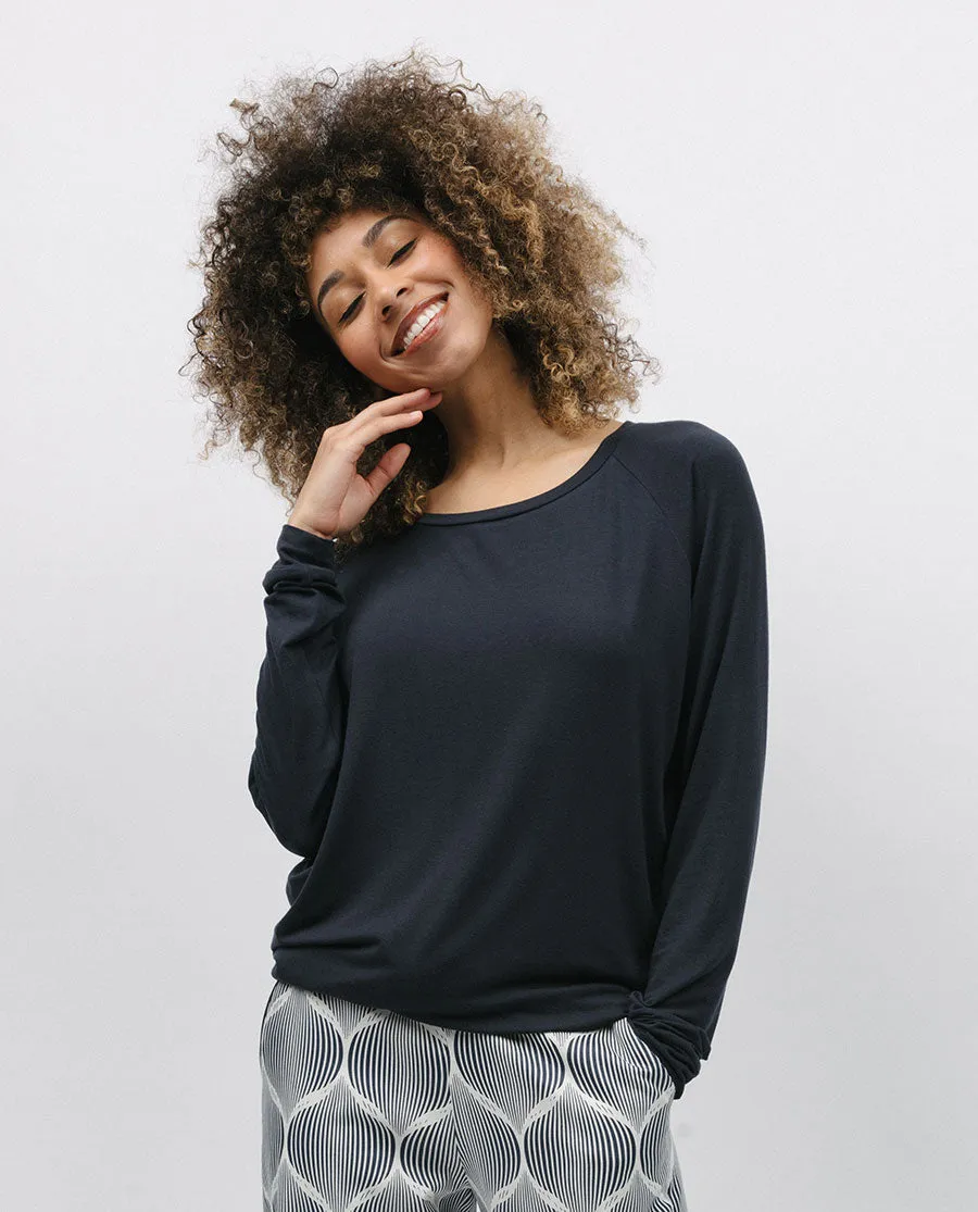 Charcoal Slouch Jersey Pyjama Top