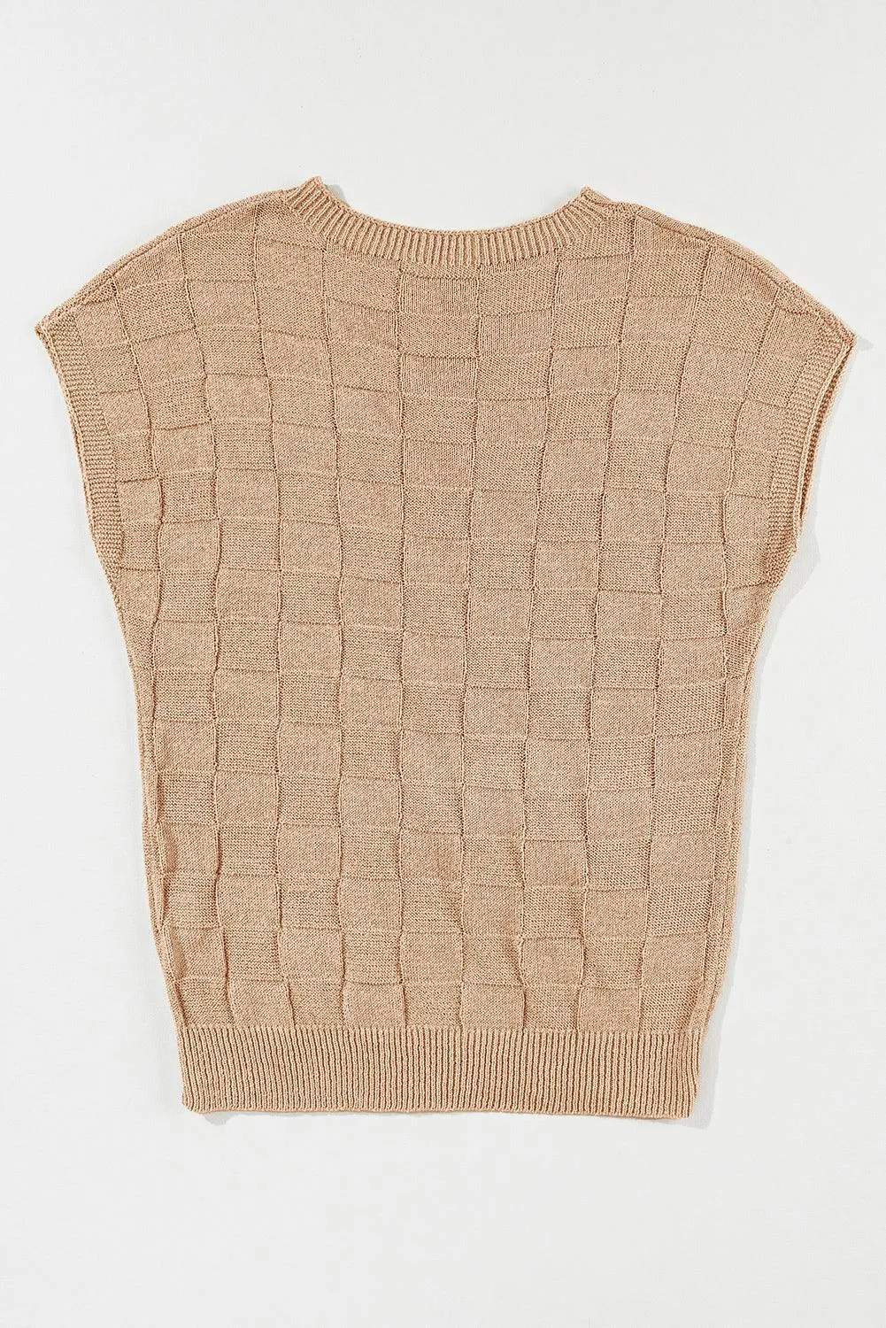 Checkers Textured Knit Short Sleeve Sweater