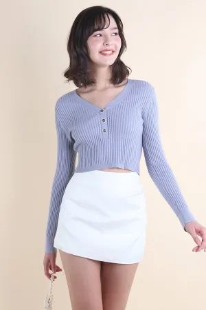 COCO RIBBED KNIT TOP IN BLUE