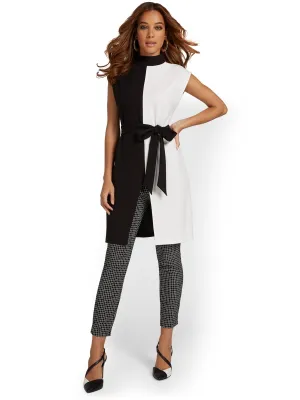 Colorblock Belted Knit Top