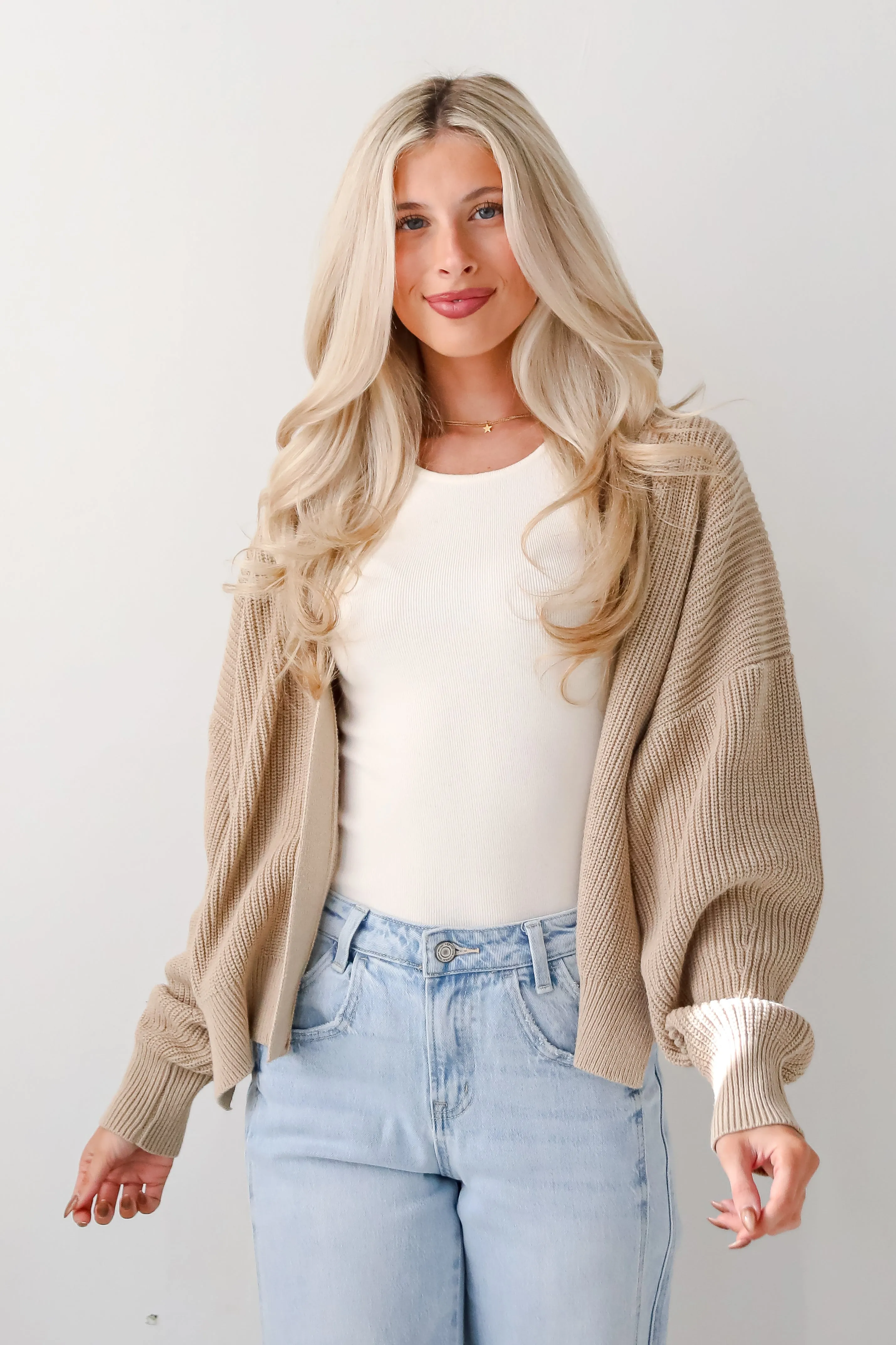 Completely Cozy Beige Sweater Cardigan