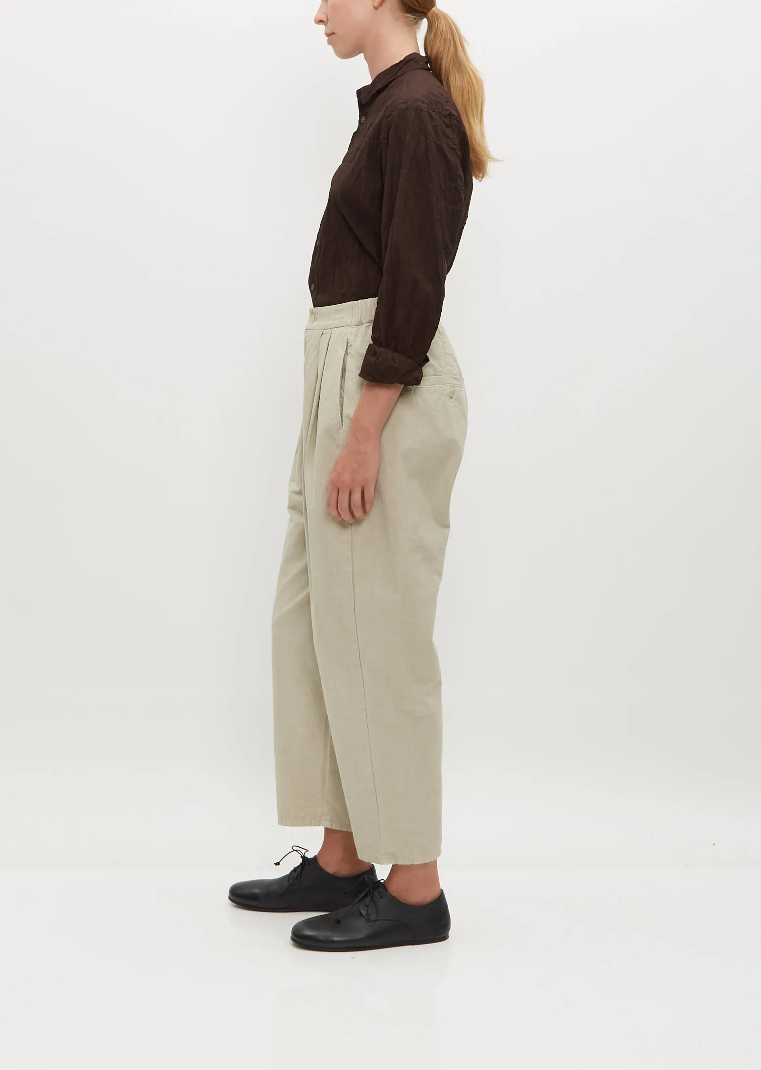 Cotton Ramie Tapered Pants — Ivory