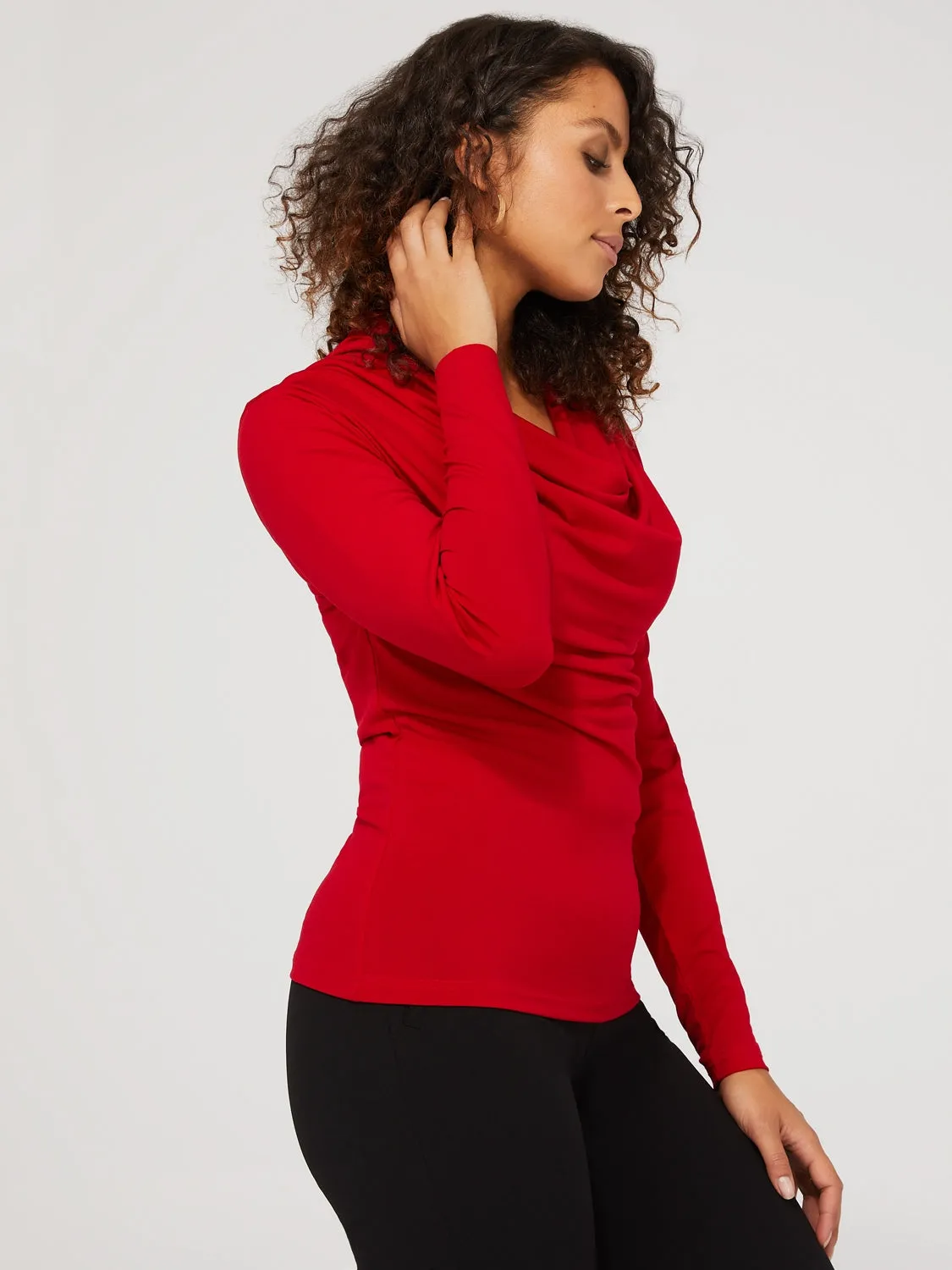 Cowl Neck Top With Pleat Details