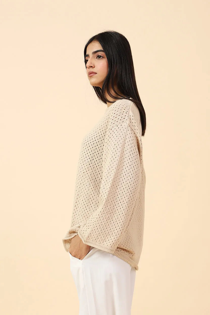 CROCHET KNIT OVERSIZED TOP