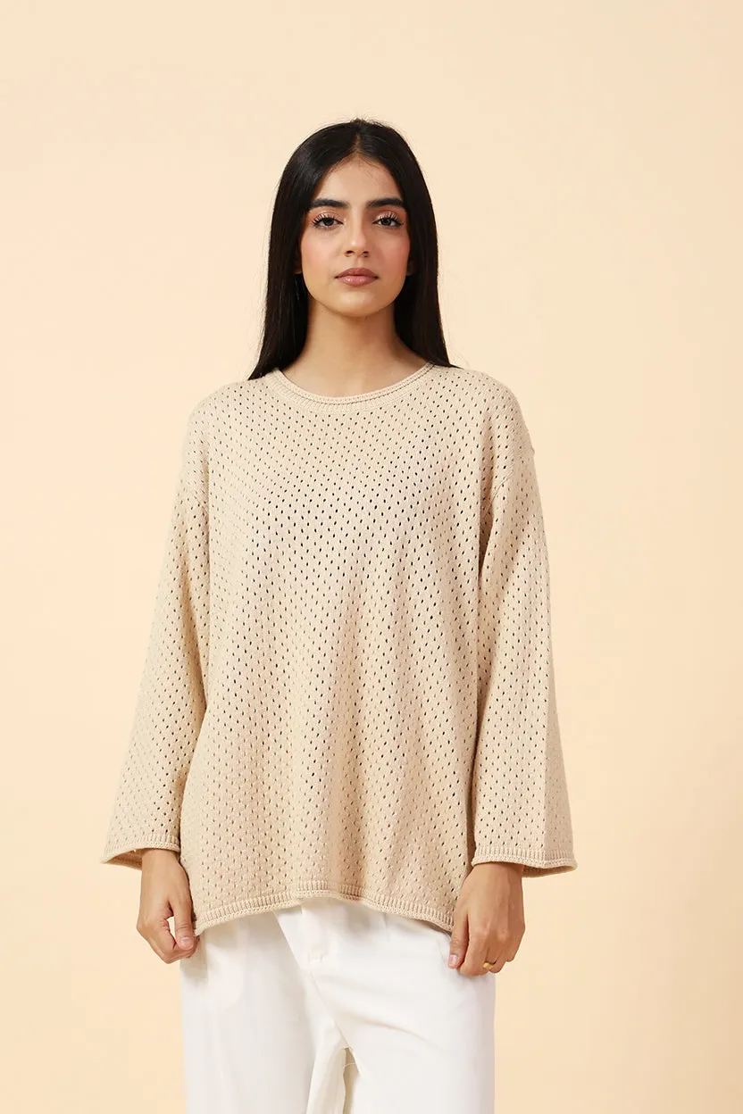 CROCHET KNIT OVERSIZED TOP