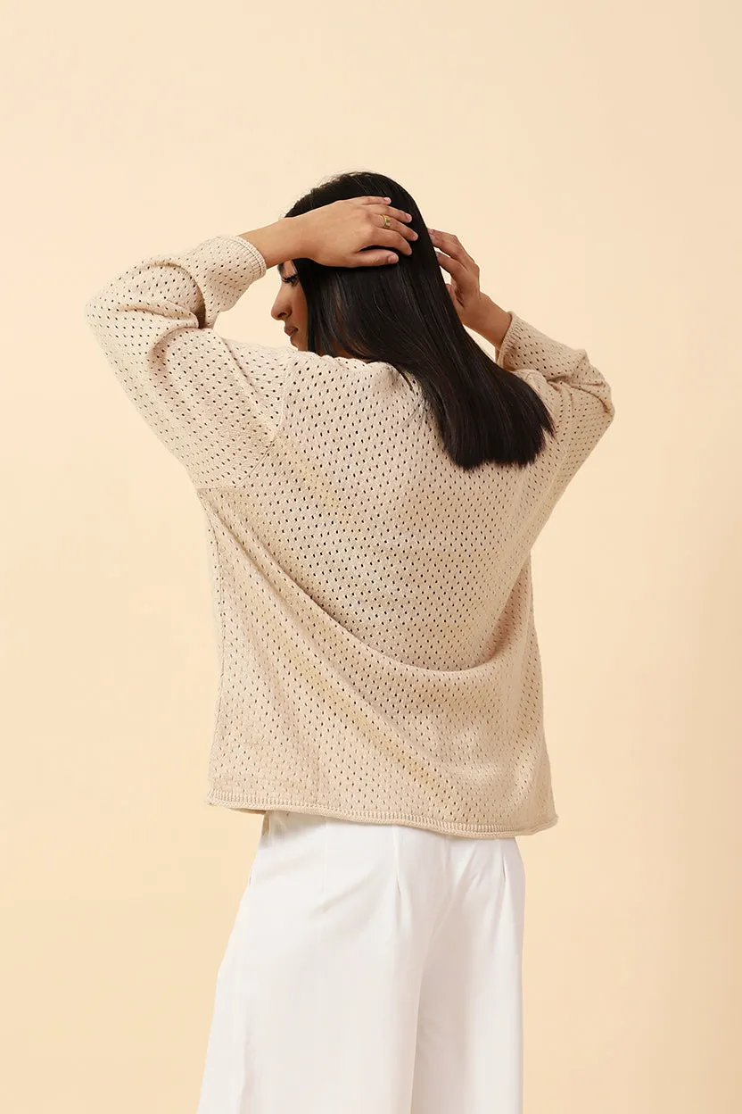 CROCHET KNIT OVERSIZED TOP